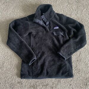 Patagonia Women's Re-Tool Snap-T Pullover Deep-pile fleece Small Black Kangaroo